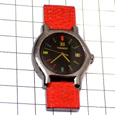 ピンバッジ・ティソーの腕時計ベルト赤 TISSOT SWISS