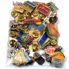 フランス ピンズ 雑貨 ヴィンテージ ピンバッジまとめて50個セット まとめ売り 大量 フレンチ ビンテージ 広告 カナダ国旗AP三角定規ブルー青い手など