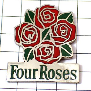 ピンバッジ・フォアローゼズ酒バーボンウイスキーローズ薔薇バラの花 FOUR-ROSES BOURBON WHISKY