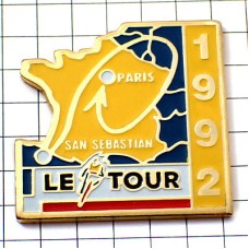 ピンバッジ・ツールドフランス自転車レース地図サンセバスチャンからパリへ LE-TOUR-DE-FRANCE