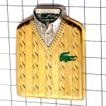 ピンバッジ・ラコステ鰐ワニ金色カーディガンと銀色シャツ服 LACOSTE PARIS FRANCE