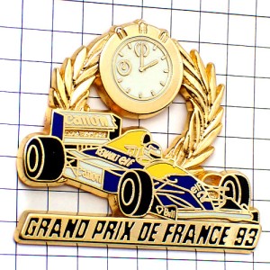 ピンバッジ・F1グランプリ時計キャノン車ルノー月桂樹ローリエ RENAULT FRANCE