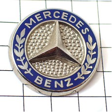 ピンバッジ・メルセデスベンツ車エンブレム紺色の丸シルバー銀色 MERCEDES-BENZ GERMANY