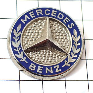 ピンバッジ・メルセデスベンツ車エンブレム紺色の丸シルバー銀色 MERCEDES-BENZ GERMANY