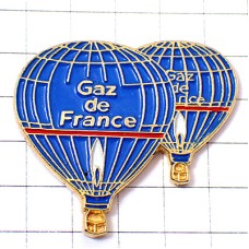 ピンバッジ・青い気球ガスの炎２基ブルー BALLOON GAZ-DE-FRANCE