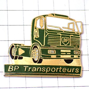 ピンバッジ・緑色の大型トラック車BP石油 BRITISH-PETROLEUM ENGLAND