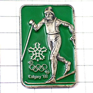 ピンバッジ・スキー選手カルガリー五輪オリンピック冬季 CALGARY-1988 CANADA