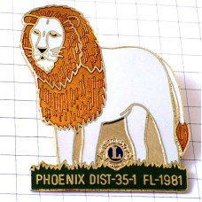 ピンバッジ・ライオンズクラブＬ白いライオン獅子フェニックス/USAアメリカ米国アリゾナ州 LION LIONS-CLUB PHOENIX USA