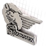 ピンバッジ・スペンサーズ工具スパナと手シルバー銀色ピューター製   BIKER SPENCERS WING