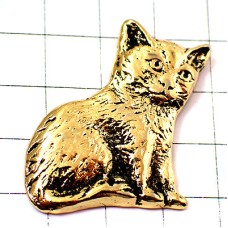 ピンバッジ・ゴールド金色のネコ猫