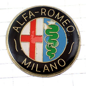 ピンバッジ・アルファロメオ蛇と十字ロゴ車エンブレム ALFA-ROMEO ITALIA ITALY