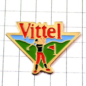 ピンバッジ・ゴルファーグリーン旗ゴルフ水ヴィッテル三角 VITTEL GOLF FRANCE