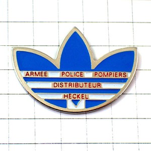 ピンバッジ・アディダス青色の三本線 ADIDAS 軍ポリス警察や消防士