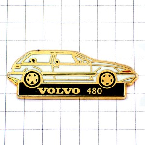 ピンバッジ・ボルボ480/白い車 VOLVO-480 VOLVO SWEDEN