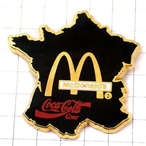 ピンバッジ・コカコーラ黒いフランス地図マクドナルドＭ