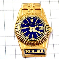 ピンバッジ・ロレックス金色の腕時計ゴールド青い文字盤 ROLEX SWISS