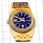 ピンバッジ・ロレックス金色の腕時計ゴールド青い文字盤 ROLEX SWISS