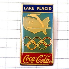 ピンバッジ・レイクプラシッド五輪スキージャンプ選手コカコーラ1990年代ビンテージ中古品 LAKE-PLACID-1932 USA