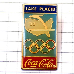 ピンバッジ・レイクプラシッド五輪スキージャンプ選手コカコーラ1990年代ビンテージ中古品 LAKE-PLACID-1932 USA