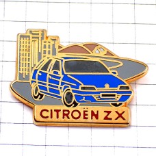 ピンバッジ・シトロエンＺＸ青い車と町の風景 CITROEN FRANCE