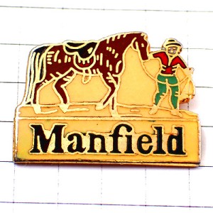 ピンバッジ・鞄や靴マンフィールド馬をひく人 MANFIELD