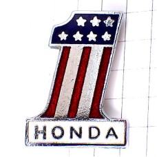 ブローチ・ホンダ「１」車ナンバーワン星条旗柄/USA国旗アメリカ HONDA