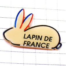 ピンバッジ・フランスのウサギ白兎トリコロール青白赤 LAPIN-DE-FRANCE