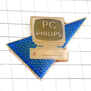 ピンバッジ・コンピュータ機械デスクトップ青い三角フィリップス社 PHILIPS