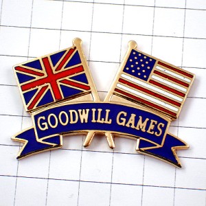 ピンバッジ・イギリスUKユニオンジャック国旗アメリカ星条旗/USAグッドウィルゲームズ試合 ENGLAND GOODWILL-GAMES