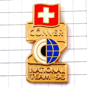 ピンバッジ・白いＣ青い地球スイス国旗ナショナルチーム GONNER SWISS NATIONAL-TEAM