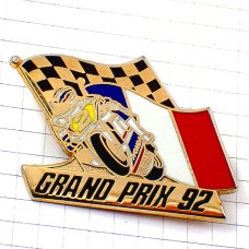 ピンバッジ・ホンダ二輪バイク２番チェッカーフラッグ国旗フランス HONDA GRAND-PRIX FRANCE