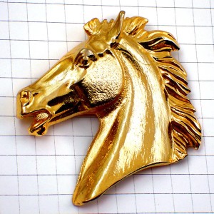 ピンバッジ・金色の馬ゴールド