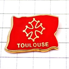 ピンバッジ・トゥールーズ赤い旗オック地方の十字 TOULOUSE CROIX OCCITANIE