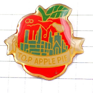 ピンバッジ・アップルパイＮＹニューヨーク林檎アメリカ/USA米国りんご果物 TOP-APPLE-PIE NEW-YORK USA