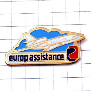 ピンバッジ・ヨーロッパ白い飛行機 EUROP-ASSISTANCE