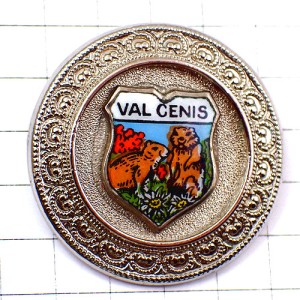 ピンバッジ・プレーリードッグ紋章２匹アルプス山脈ヴァル＝スニ MARMOT VAL-CENIS ALPS