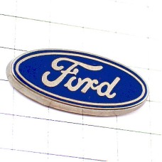 ピンバッジ・フォード車ロゴ楕円シルバー銀色 FORD USA