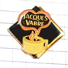 ピンバッジ・コーヒー湯気の立つカップ珈琲 JACQUES-VABRE