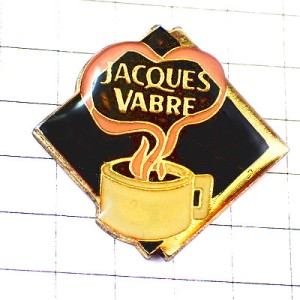 ピンバッジ・コーヒー湯気の立つカップ珈琲 JACQUES-VABRE