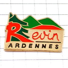 ピンバッジ・Ｒ山の風景モミの木アルデンヌ REVIN ARDENNES FRANCE