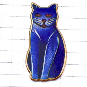 ピンバッジ・お座りネコ青い猫 THE-BLUE-CAT