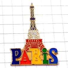 ピンバッジ・エッフェル塔トリコロール国旗色フランス青白赤パリ色カラフル EIFFEL-TOWER PARIS FRANCE