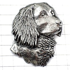 ピンバッジ・ゴールデンレトリバー犬の顔ピューター製シルバー銀色 SILVER PEWTER  A-R-BROWN DOG