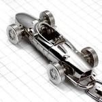 キーホルダー・シェル石油F1レース仕様の車シルバー銀色 FERRARI ITALY SHELL ENGLAND