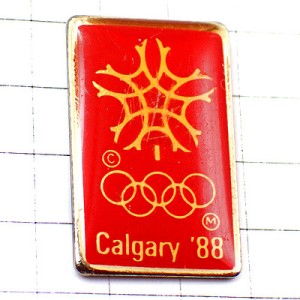 ピンバッジ・カルガリー五輪オリンピック赤カナダ1988年ビンテージ中古品 CALGARY-1988 CANADA