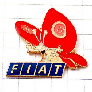 ピンバッジ・赤い蝶々フィアット車チョウチョウ FIAT ITALIA ITALY