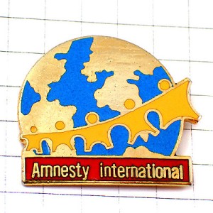 ピンバッジ・アムネスティインターナショナル手をつなぐ地球 AMNESTY-INTERNATIONAL