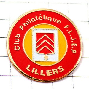 ピンバッジ・郵便切手のコレクターの会リレ赤い紋章 STAMP PHILATELIE LILLIERS