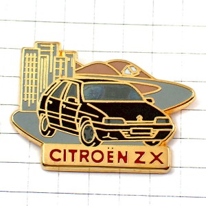 ピンバッジ・シトロエンＺＸ黒い車と町の風景 CITROEN-ZX #BLACK CITROEN FRANCE