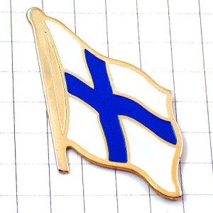 ピンバッジ・フィンランド国旗はためく FINLAND FLAG